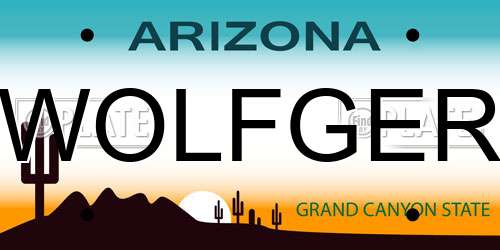 WOLFGER Arizona License Plate