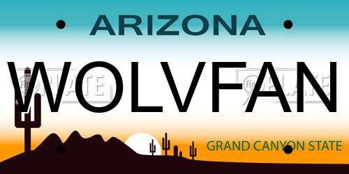 WOLVFAN Arizona License Plate