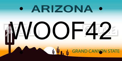 WOOF42 Arizona License Plate