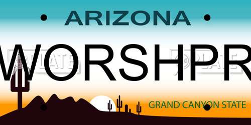 WORSHPR Arizona License Plate