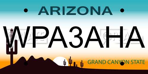 WPA3AHA Arizona License Plate