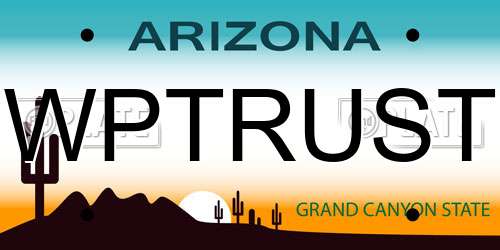 WPTRUST Arizona License Plate