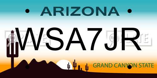 WSA7JR Arizona License Plate
