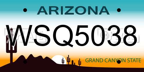 WSQ5038 Arizona License Plate