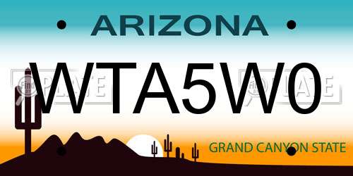 WTA5W0 Arizona License Plate