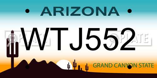WTJ552 Arizona License Plate
