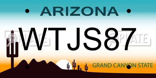 WTJS87 Arizona License Plate