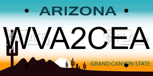 WVA2CEA Arizona License Plate