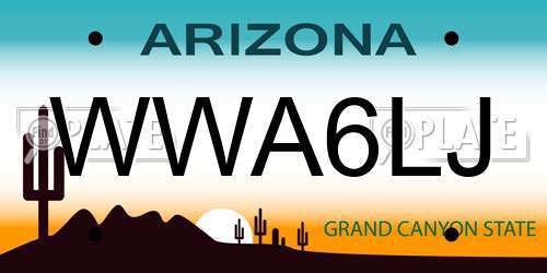 WWA6LJ Arizona License Plate