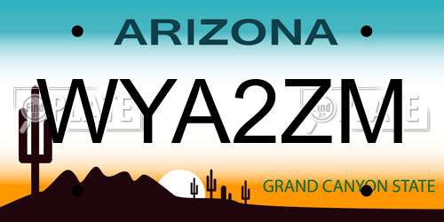 WYA2ZM Arizona License Plate