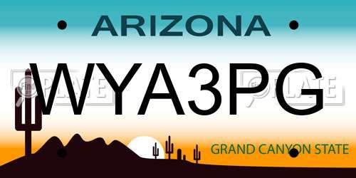 WYA3PG Arizona License Plate