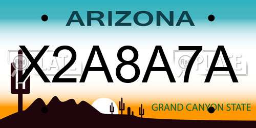X2A8A7A Arizona License Plate