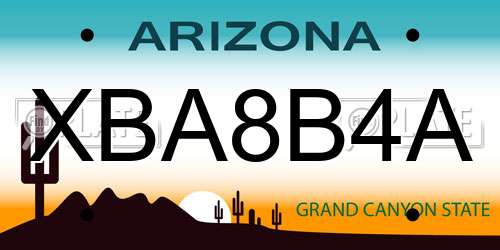 XBA8B4A Arizona License Plate