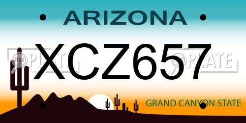XCZ657 Arizona License Plate