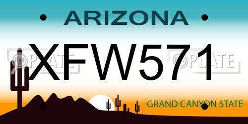 XFW571 Arizona License Plate