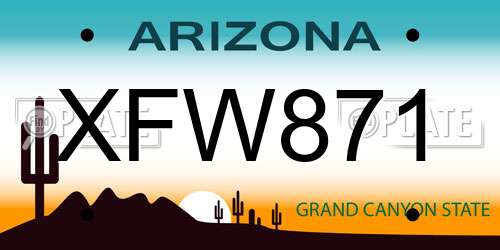 XFW871 Arizona License Plate