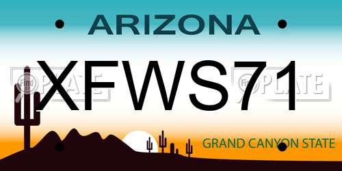 XFWS71 Arizona License Plate