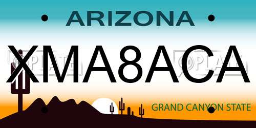 XMA8ACA Arizona License Plate