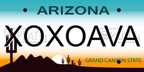 XOXOAVA Arizona License Plate
