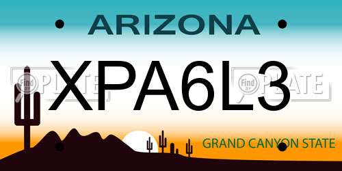 XPA6L3 Arizona License Plate