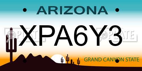 XPA6Y3 Arizona License Plate