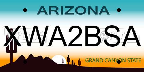 XWA2BSA Arizona License Plate