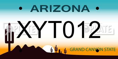 XYT012 Arizona License Plate