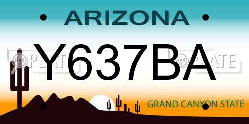 Y637BA Arizona License Plate