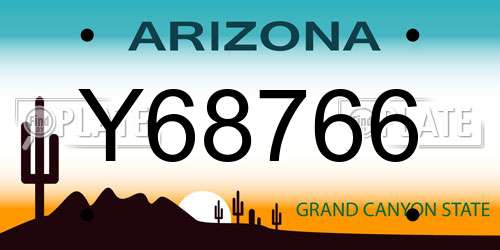 Y68766 Arizona License Plate