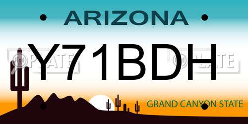 Y71BDH Arizona License Plate