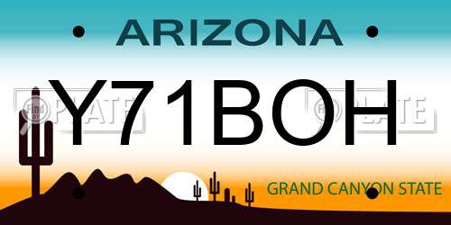 Y71BOH Arizona License Plate