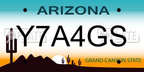 Y7A4GS Arizona License Plate