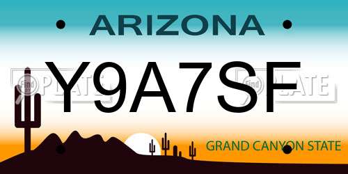 Y9A7SF Arizona License Plate