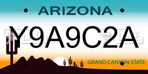 Y9A9C2A Arizona License Plate