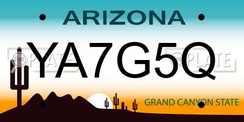 YA7G5Q Arizona License Plate
