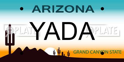 YADA Arizona License Plate