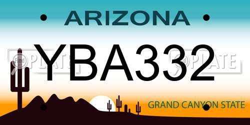YBA332 Arizona License Plate