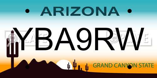 YBA9RW Arizona License Plate