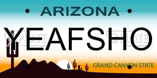 YEAFSHO Arizona License Plate