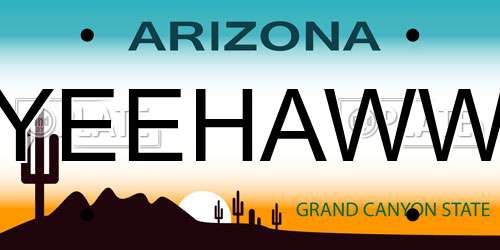YEEHAWW Arizona License Plate