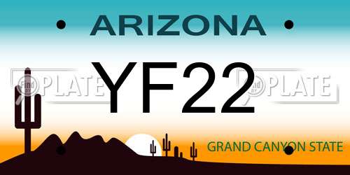 YF22 Arizona License Plate
