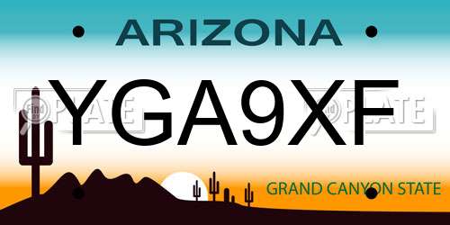 YGA9XF Arizona License Plate
