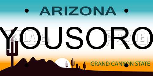 YOUSORO Arizona License Plate