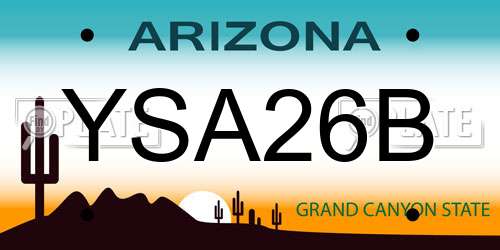 YSA26B Arizona License Plate