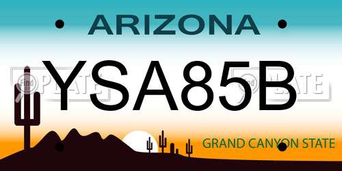 YSA85B Arizona License Plate
