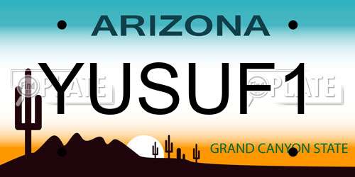YUSUF1 Arizona License Plate