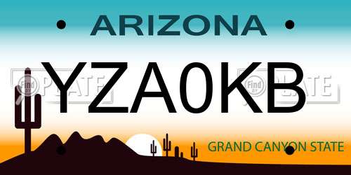 YZA0KB Arizona License Plate