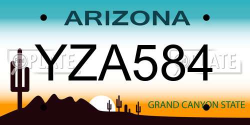 YZA584 Arizona License Plate