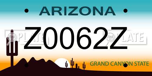 Z0062Z Arizona License Plate