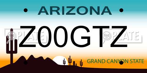 Z00GTZ Arizona License Plate